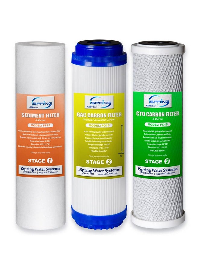 iSpring F3 NSF Certified 6-Month Prefilter Replacement Water Filter Cartridge Pack Set for Standard Reverse Osmosis RO Systems