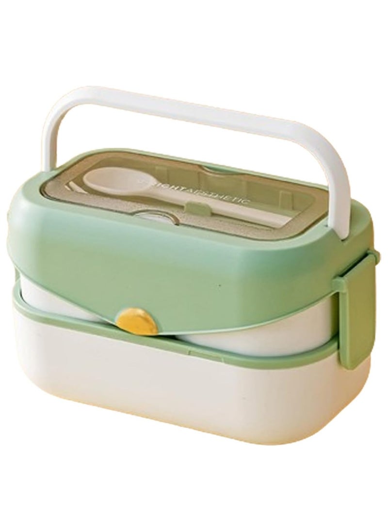 VUCATIN - Bento Lunch Box Kids Sustainable Bento Box Leakproof Lunch Food Containers with 3 Compartments Kids Stackable Lunch Box for School Trvael Microwave Dishwasher Safe (Green 800ml) - Image 1