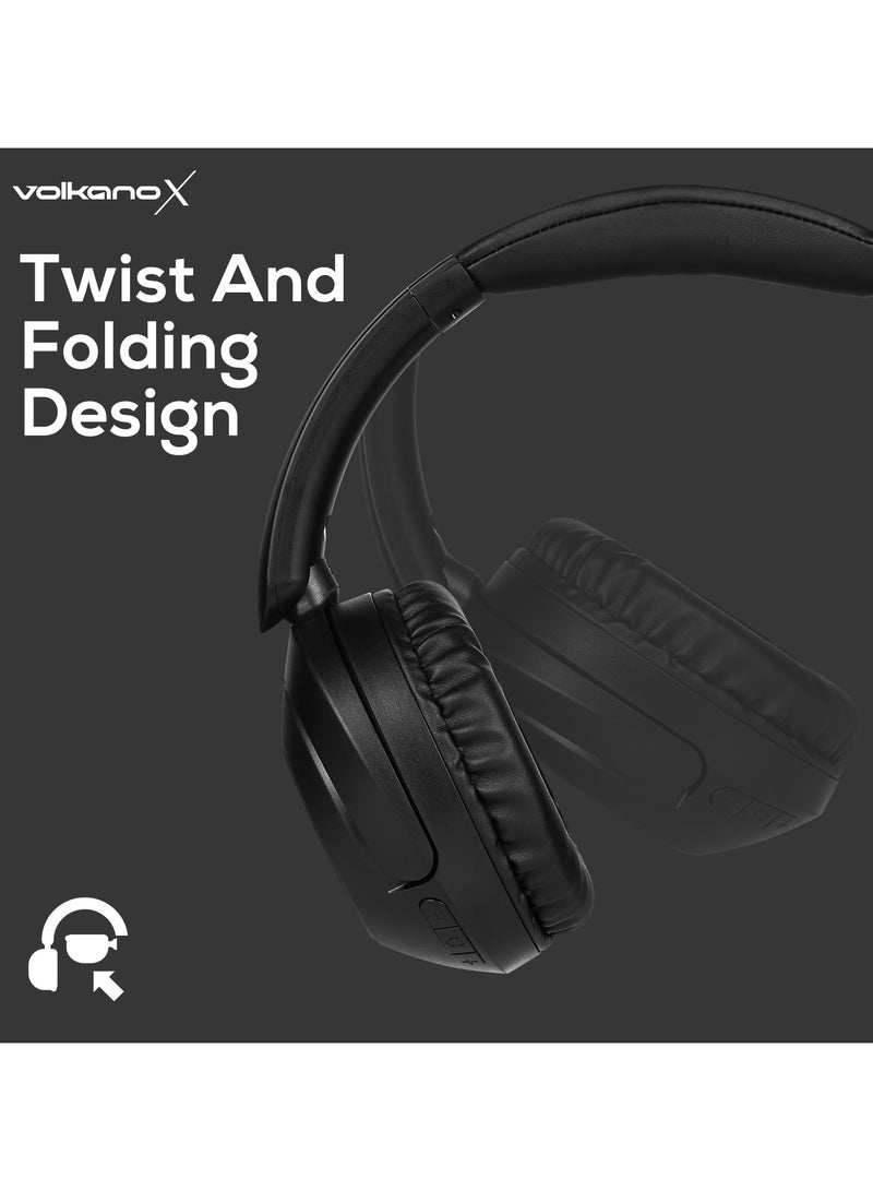 Volkano Hybrid Active Noise Cancelling Headphones with Multiple Modes, Hi-Res Sound, Upto 55H Playtime, Fast Charge, Soft Earcups, Bluetooth Headphones, Travel Black - Image 4