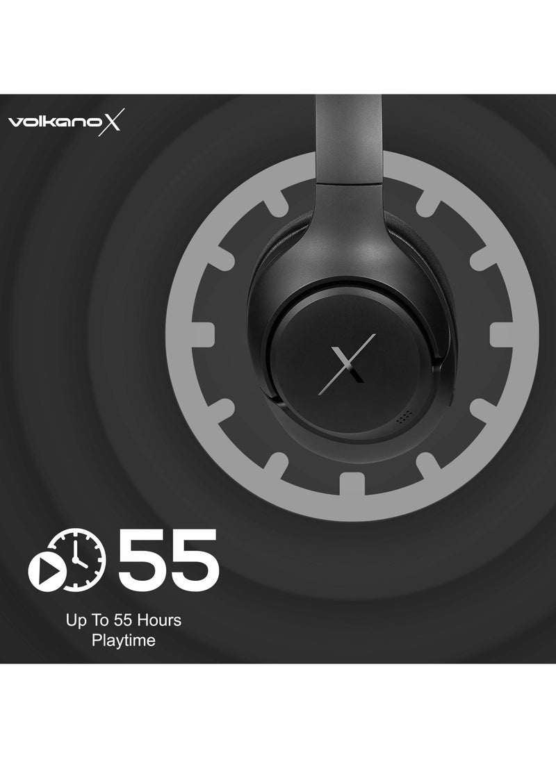 Volkano Hybrid Active Noise Cancelling Headphones with Multiple Modes, Hi-Res Sound, Upto 55H Playtime, Fast Charge, Soft Earcups, Bluetooth Headphones, Travel Black - Image 5