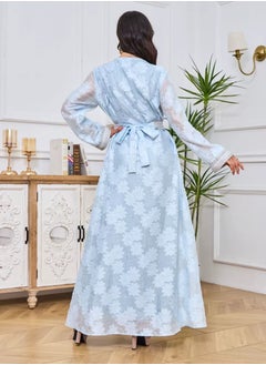 إسكدنيا إمرأة جاكار يحوك مسلم أبايا مساء ثوب فضفاض حزام سير ثوب  - Image 3