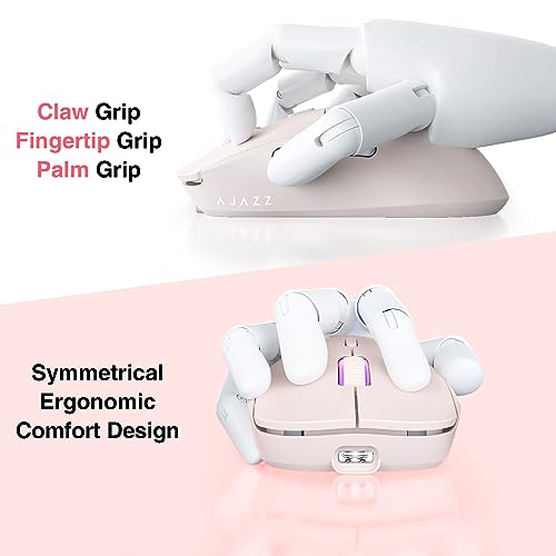 A-jazz Ajazz Wireless Gaming MouseUSBC Rechargeable 59g Ultralight Computer MouseHigh Performance PAW339526000DPI6 Macro Buttons 40Hrs Power Life24Ghz 1msDetachable Magnetic Rear Panel2in1Pink - Image 3