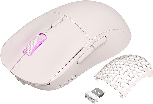 A-jazz Ajazz Wireless Gaming MouseUSBC Rechargeable 59g Ultralight Computer MouseHigh Performance PAW339526000DPI6 Macro Buttons 40Hrs Power Life24Ghz 1msDetachable Magnetic Rear Panel2in1Pink - Image 1