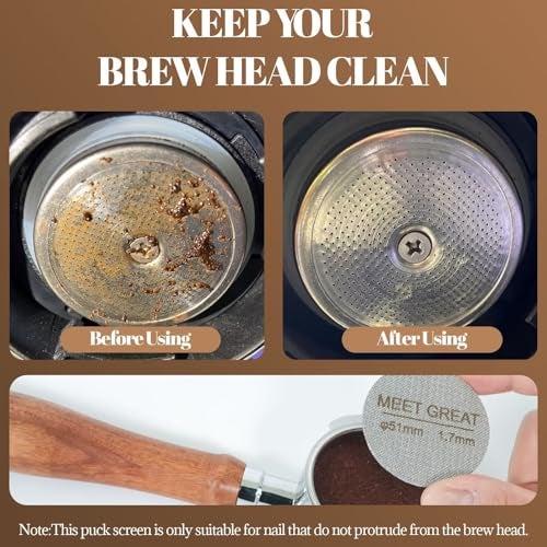 Meet Great- 2 Packs 51mm Espresso Puck Screen, 1.7mm Thickness 150μm 316L Stainless Steel, Upgraded Reusable Coffee Filter Screen for 51mm Breville Portafilter Filter Basket - Image 4