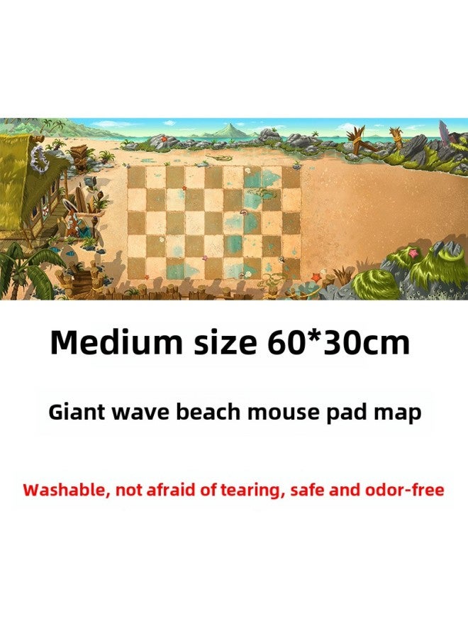 Plant Wars Map Accessories Non-slip Mouse Pad Map Generation Paper Map Cloth Texture Parent-child Interactive Map-Color:Medium 60*30 Wave Beach Mouse Pad Map (bag)  - Image 1