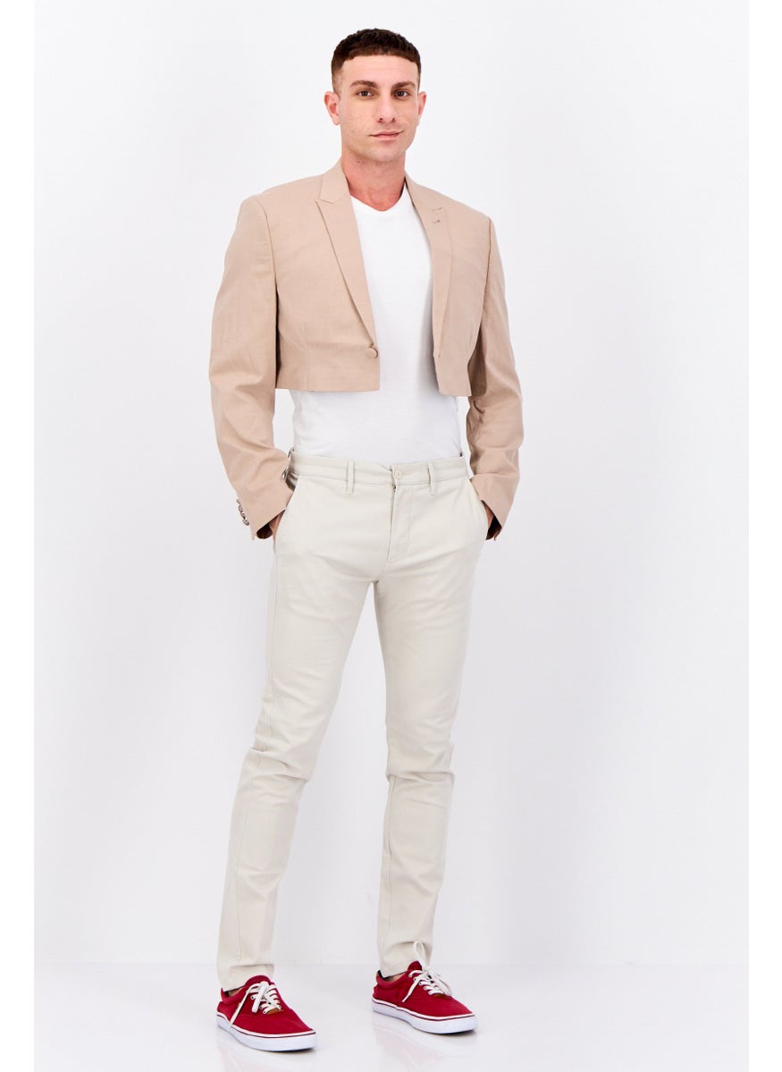Asos Design - Men Slim Fit Plain Cropped Blazer, Light Brown - Image 1