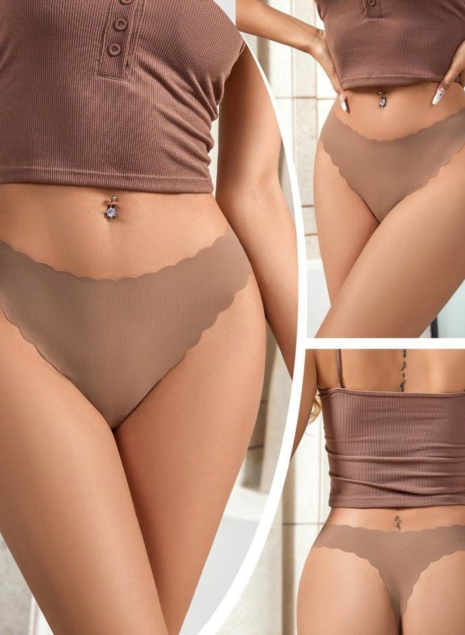 SHARICCA Womens Seamless Thongs No Show Underwear Soft Ribbed Invisible Panties Wave Edge Multi Pack, 7p01 - Dark Colors, L - Image 3