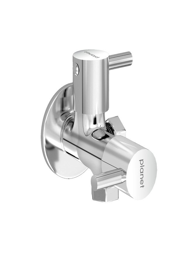 Planet Turbo Sink Cocke/2 in 1 Angle Cock/2 Way Angle Valve for Bathroom with Teflon Tap/Two Way Angle Cocke/Two Way Water Tap(Makasa-Chrome) - Image 1