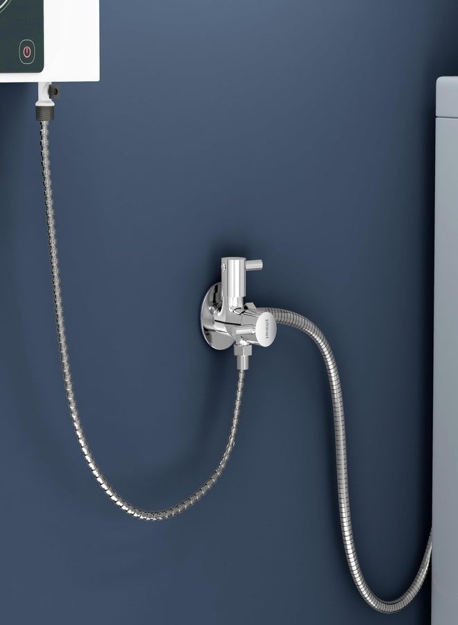 Planet Turbo Sink Cocke/2 in 1 Angle Cock/2 Way Angle Valve for Bathroom with Teflon Tap/Two Way Angle Cocke/Two Way Water Tap(Makasa-Chrome) - Image 4