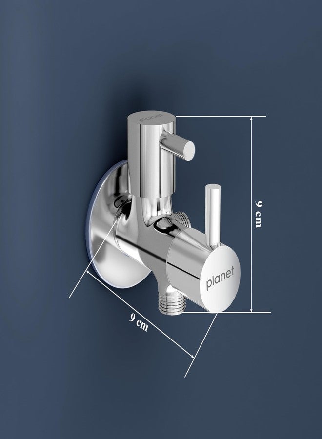 Planet Turbo Sink Cocke/2 in 1 Angle Cock/2 Way Angle Valve for Bathroom with Teflon Tap/Two Way Angle Cocke/Two Way Water Tap(Makasa-Chrome) - Image 3