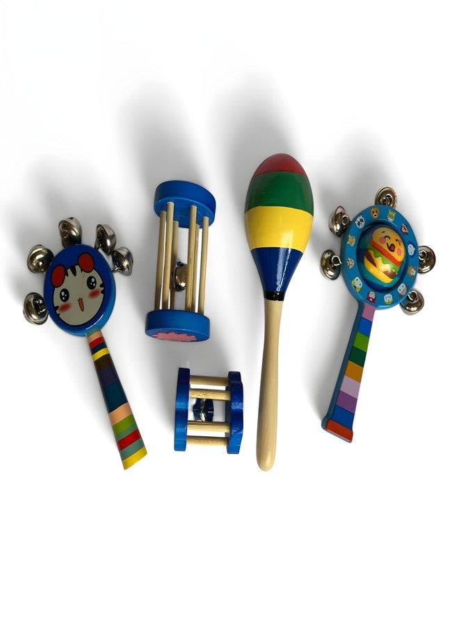 MarvelStore Wooden Rattles for Baby, Infants, New Born Babies Toys (0 to 6 to 12 Months) | Perfect for Early Music Education, Rhythm Practice, and Sensory Play (Multicolor) (Rattle Set 3) - Image 1