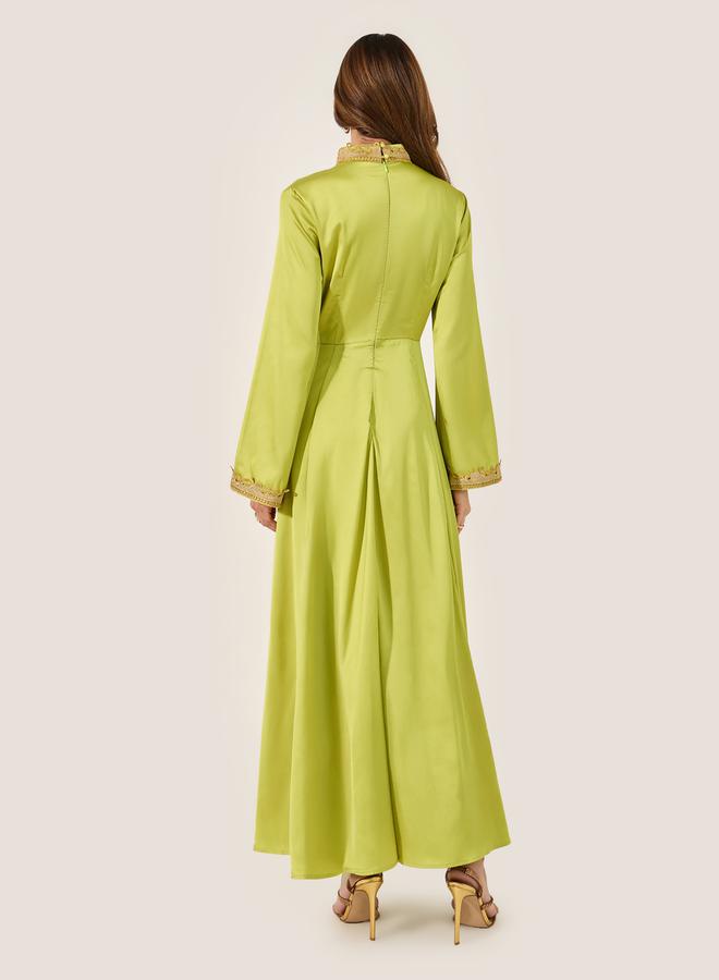 Styli Lace Detail Collared Flared Jalabiya - Image 5