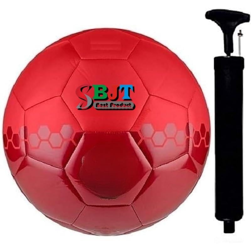 SBJT Football for All Ages Suited for The Grass Fields | PU | Suitable for Grass |Practice Ball | Soccer Ball | for Men/Women | Football Size - 5 (MUFC with Pump-01) - Image 1