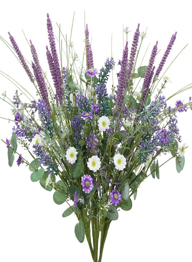 HO2NLE 19.6" Fake Lavender Plant 5Pcs Artificial Purple Flowers Faux Lavender with Daisies Bulk for Garden Porch Table Centerpieces Home Kitchen Wedding Outdoor Indoor Décor - Image 1