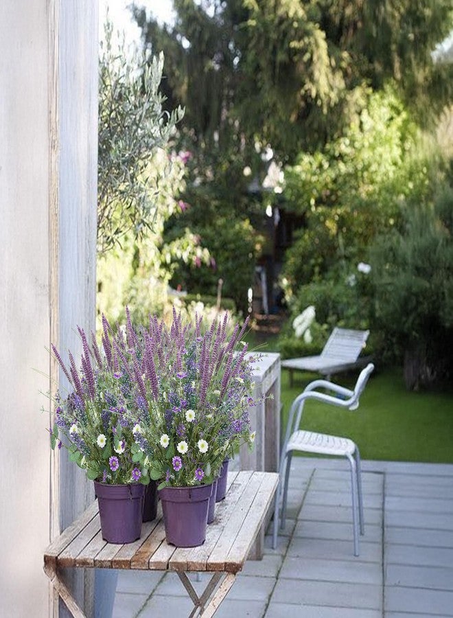 HO2NLE 19.6" Fake Lavender Plant 5Pcs Artificial Purple Flowers Faux Lavender with Daisies Bulk for Garden Porch Table Centerpieces Home Kitchen Wedding Outdoor Indoor Décor - Image 4