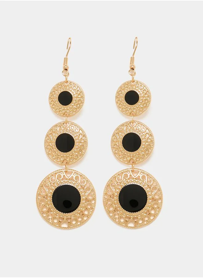 Styli Textured Round Drop Earrings