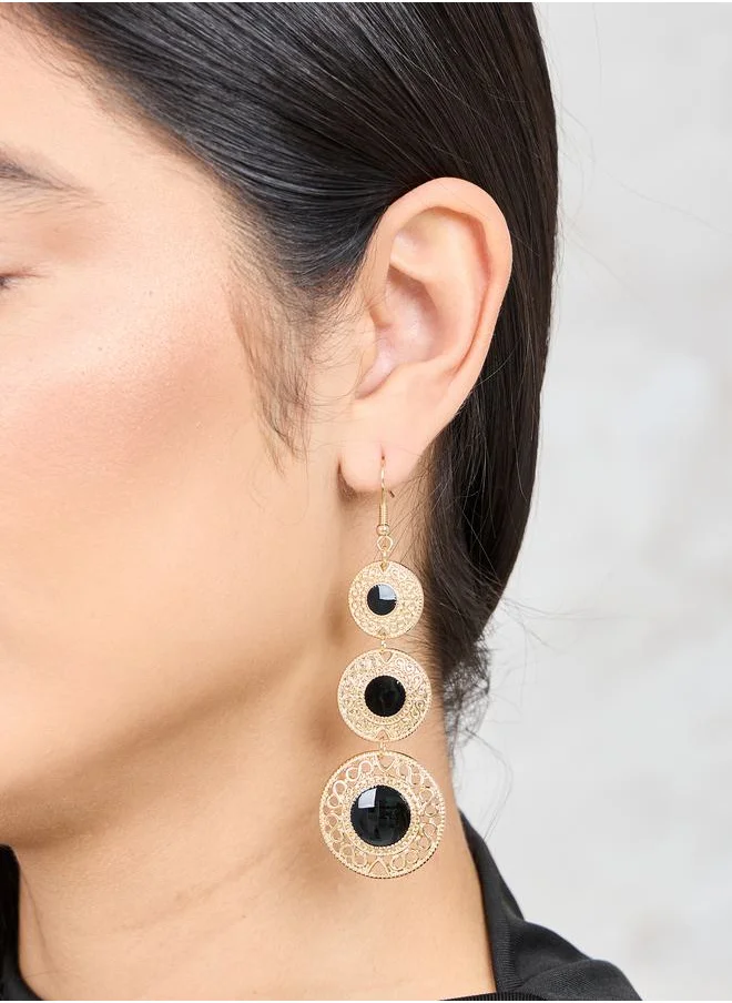 Styli Textured Round Drop Earrings
