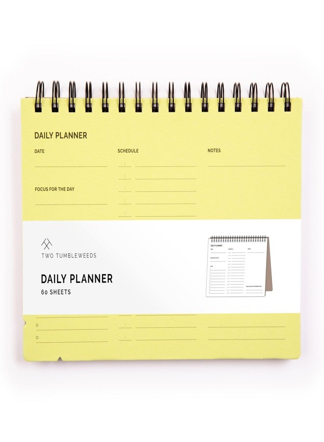 Two Tumbleweeds Undated Daily Planner Notebook - Spiral Bound, 60 Pages, 5.75 x 8.5" (A5 size), Yellow Cover - Image 1