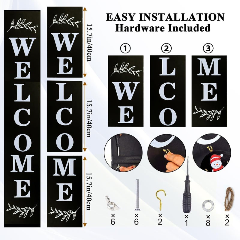 Consevisen Welcome Sign for Front Door Porch Standing, Interchangeable 47 x 7.9 Inch Outdoor Vertical Wooden Welcome Sign with 12 Seasonal Icons for Spring Fall Christmas Easter Farmhouse Home Decor - Image 4