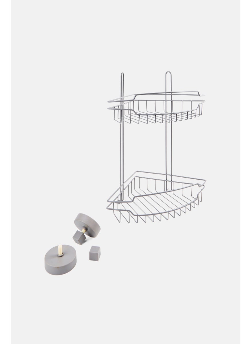 AMG - Metal 2 Tier Corner Organizer, Grey - Image 1