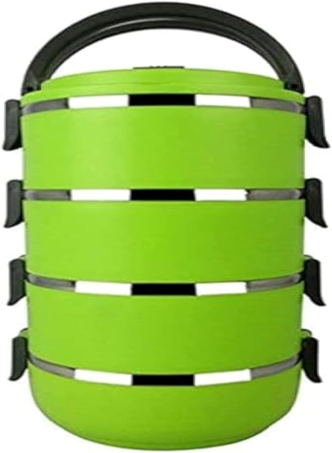 Spaceshoop lnsulated Lunch Box With 4 Layers - Green