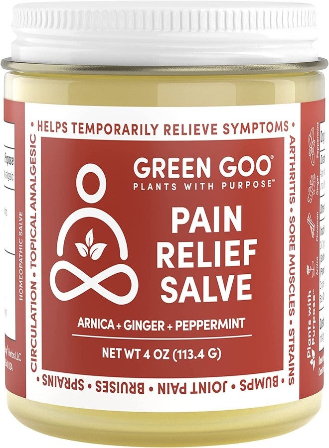 GREEN GOO Green Pain Relief Skin Salve, All-Natural Pain Relief Formula For Arthritis, Sore Muscles & Bruises, Rapid Relief, 4 oz jar - Image 1
