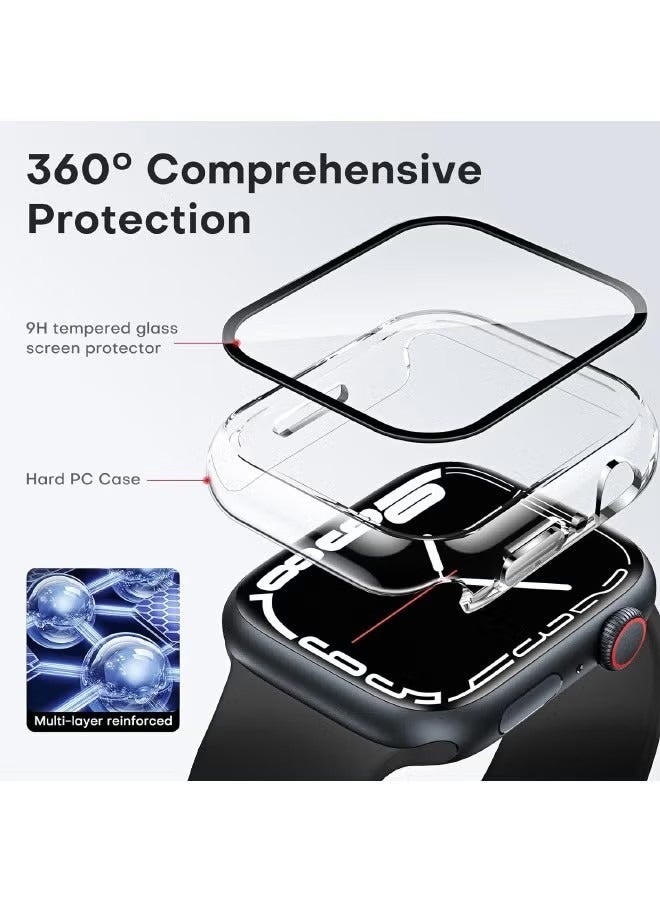 Apple Watch Series 7/8/9 45mm Case with 9H Tempered Glass Screen Protector, Unique Design Hard PC Waterproof Cover, Touch Sensitive Full Coverage Accessories for iWatch 7/8/9 45mm（Clear) - Image 5