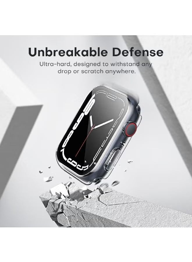 Apple Watch Series 7/8/9 45mm Case with 9H Tempered Glass Screen Protector, Unique Design Hard PC Waterproof Cover, Touch Sensitive Full Coverage Accessories for iWatch 7/8/9 45mm（Clear) - Image 3