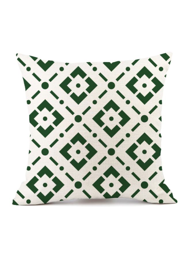 NIBEMINENT Geometric Printed Cushion Cover White/Green 45x45cm