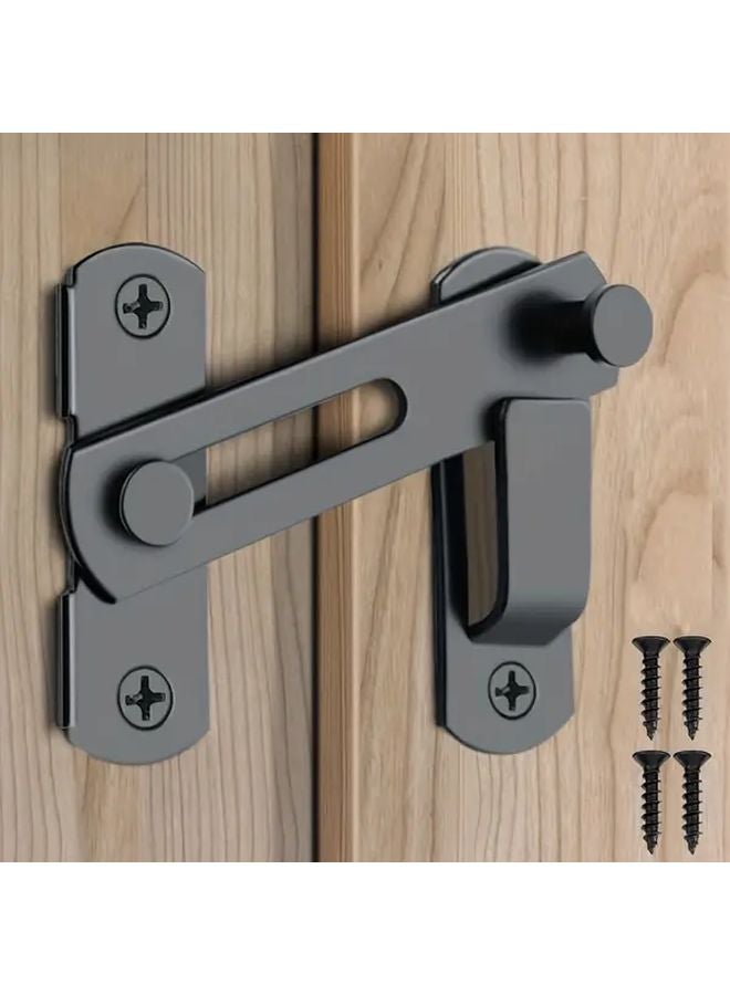 Black Stainless Steel Sliding Barn Door Lock 180 Flip No Charging Durable Pet Proof - Image 2