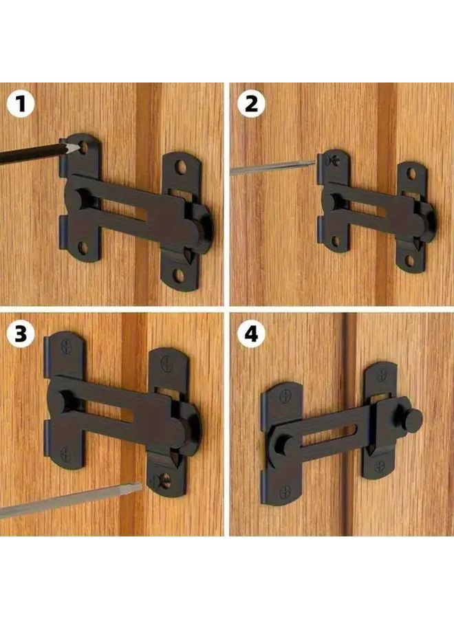 Black Stainless Steel Sliding Barn Door Lock 180 Flip No Charging Durable Pet Proof - Image 4