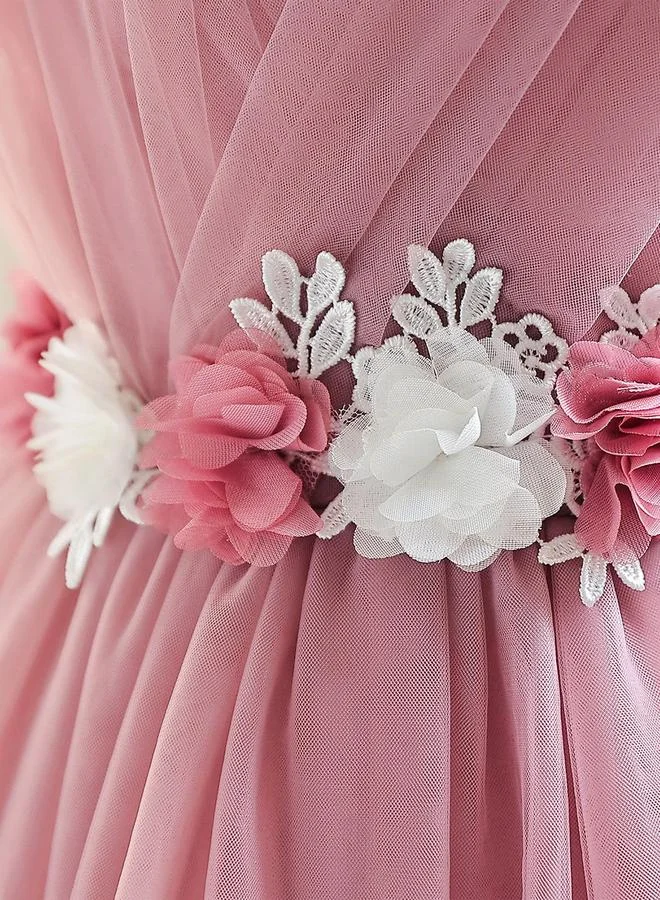 Take Two  Girls Ruffle Hem Floral Detail Bow Party Dress for Women | Best Price UAE