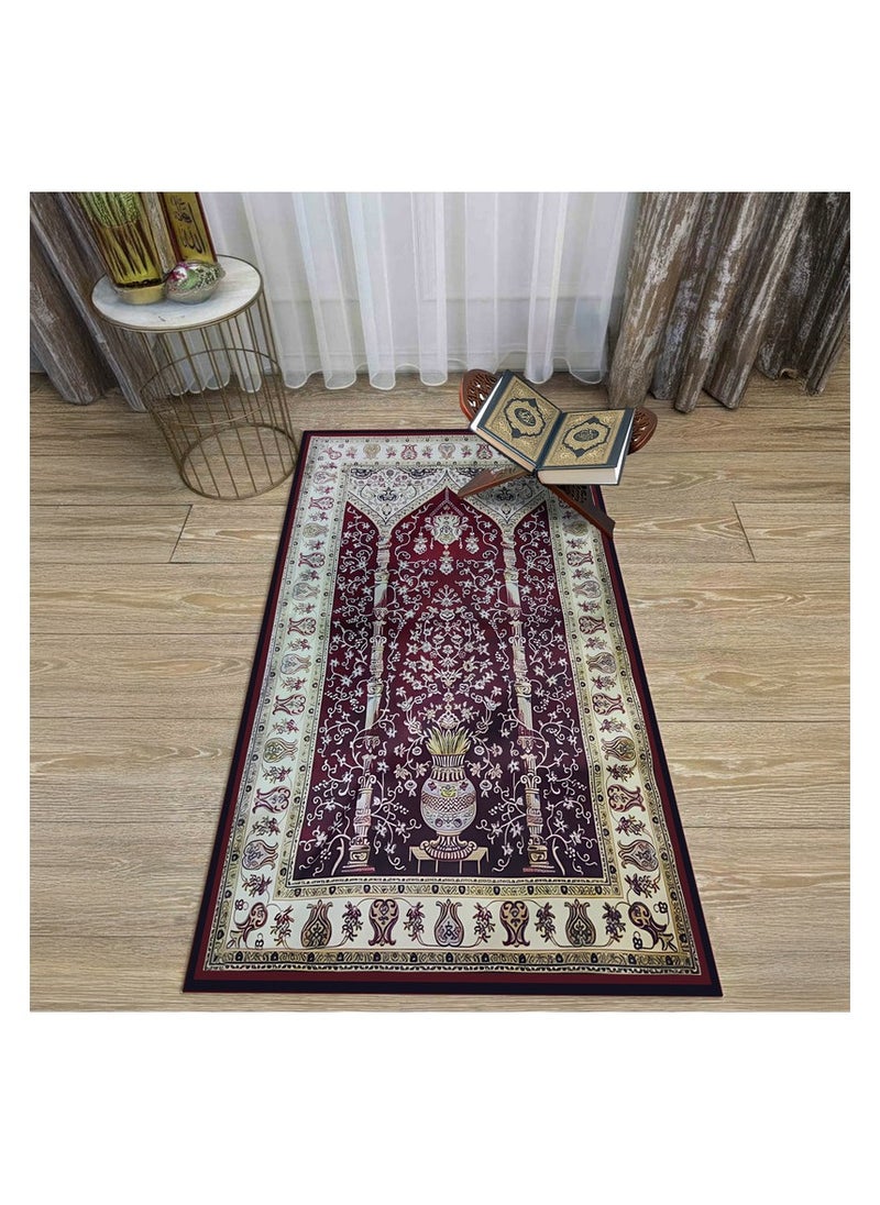  انتكس بيت الستائر سجادة صلاة من INtex Home Velvet - قماش مطبوع مبطن بطبقة مضادة للانزلاق - تصميم عصري بدون نقش - 70 × 110 سم  - Image 2