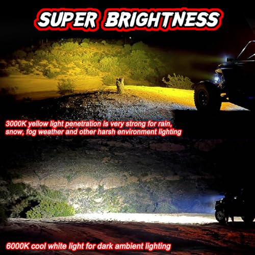 Auto Power Plus LED Pod Light Yellow Off Road Driving Cube Light LED Ditch Backup Work Lights Combo Bumper Light Bar Pods for Truck Pickup ATV UTV SUV 4x4 Motorcycle Boat - Image 5