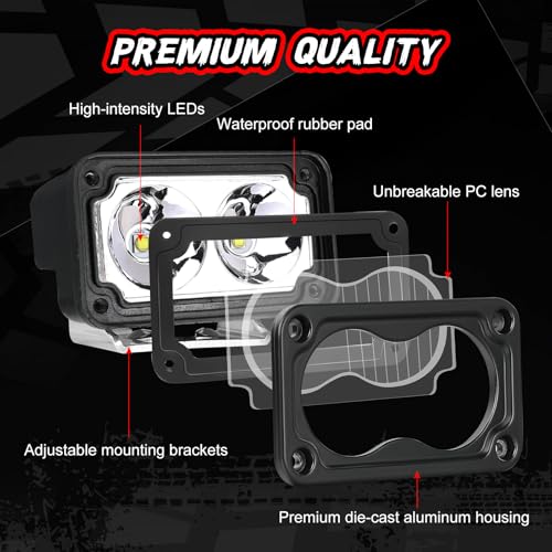 Auto Power Plus LED Pod Light Yellow Off Road Driving Cube Light LED Ditch Backup Work Lights Combo Bumper Light Bar Pods for Truck Pickup ATV UTV SUV 4x4 Motorcycle Boat - Image 3