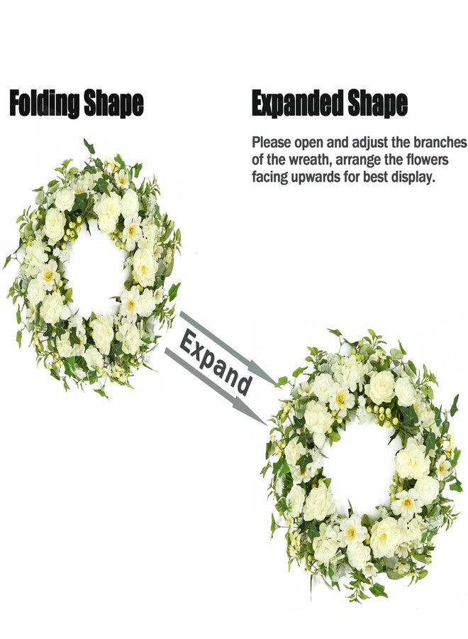 WreathDream إكليل ربيعي من WreathDream مزين بالزهور، مثالي لتزيين باب المنزل الأمامي، والأماكن الداخلية والخارجية، وحفلات الزفاف، والجدران، والنوافذ، والمناسبات الاحتفالية. - Image 3