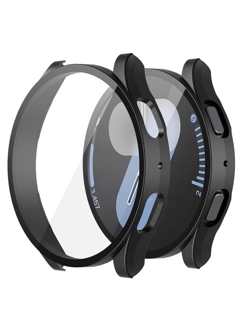 جراب واقٍ للشاشة من البلاستيك الصلب لساعة سامسونج جالاكسي واتش 744 ملم، غطاء مقاوم للخدش رقيق للغاية مضاد للانزلاق مع زجاج مُقسّى لساعة جالاكسي واتش 744 ملم، أسود - Image 1