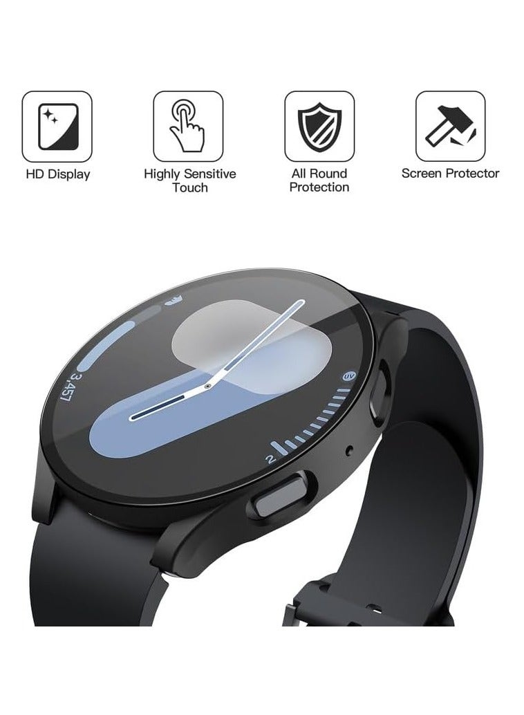 جراب واقٍ للشاشة من البلاستيك الصلب لساعة سامسونج جالاكسي واتش 744 ملم، غطاء مقاوم للخدش رقيق للغاية مضاد للانزلاق مع زجاج مُقسّى لساعة جالاكسي واتش 744 ملم، أسود - Image 2