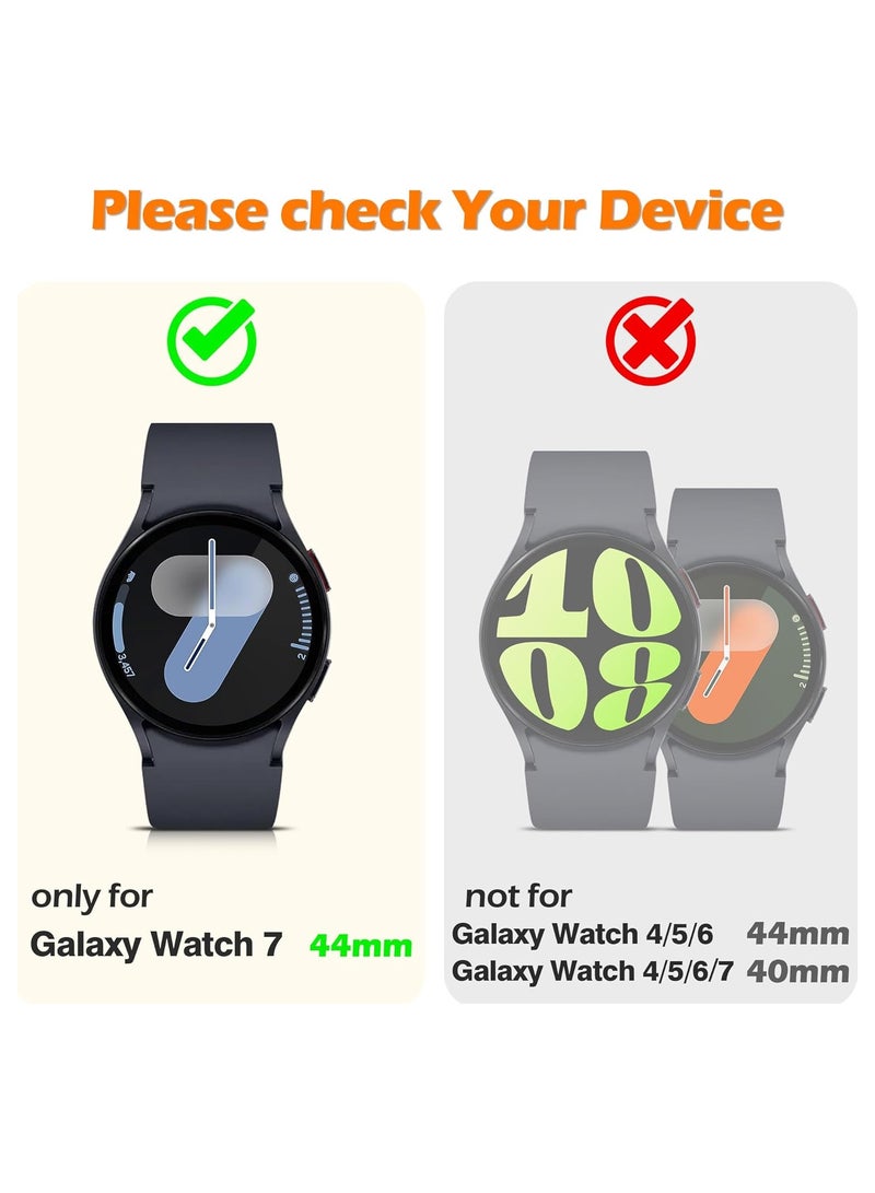 جراب واقٍ للشاشة من البلاستيك الصلب لساعة سامسونج جالاكسي واتش 744 ملم، غطاء مقاوم للخدش رقيق للغاية مضاد للانزلاق مع زجاج مُقسّى لساعة جالاكسي واتش 744 ملم، أسود - Image 3