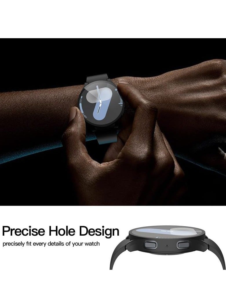 جراب واقٍ للشاشة من البلاستيك الصلب لساعة سامسونج جالاكسي واتش 744 ملم، غطاء مقاوم للخدش رقيق للغاية مضاد للانزلاق مع زجاج مُقسّى لساعة جالاكسي واتش 744 ملم، أسود - Image 4