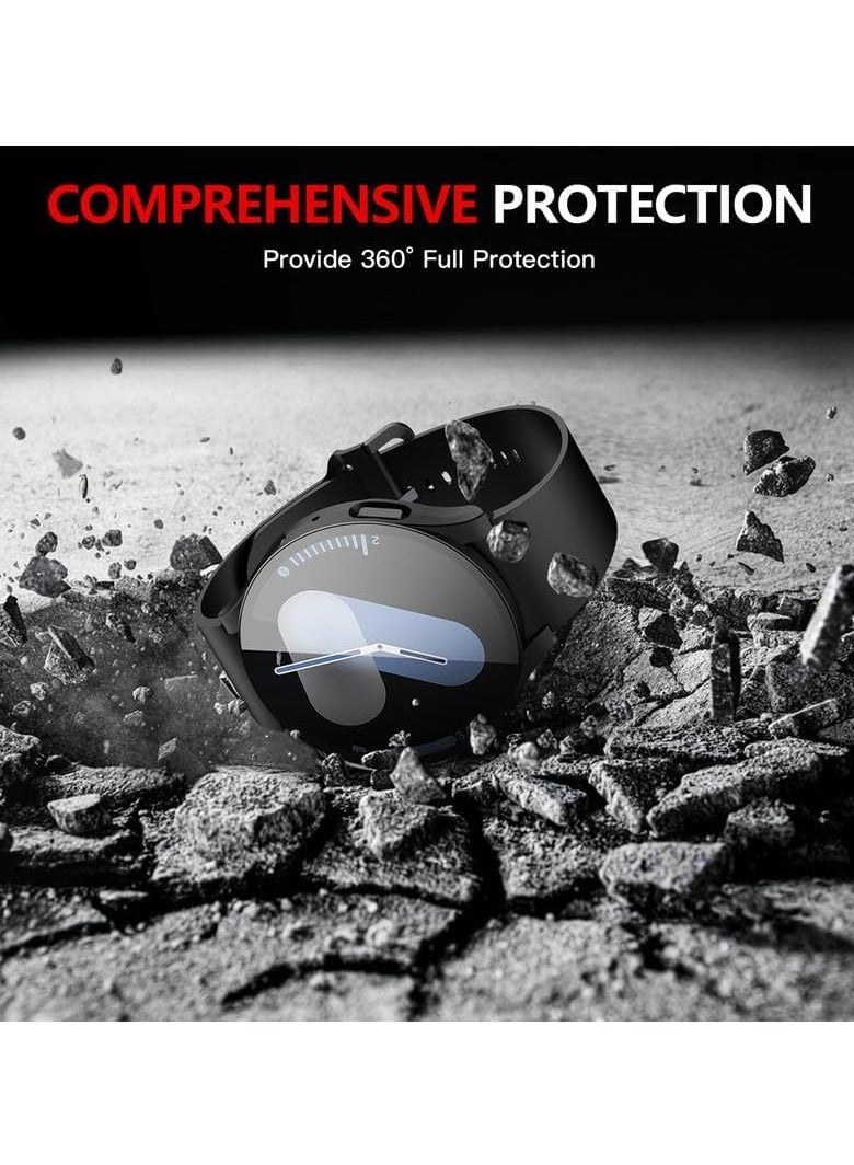 جراب واقٍ للشاشة من البلاستيك الصلب لساعة سامسونج جالاكسي واتش 744 ملم، غطاء مقاوم للخدش رقيق للغاية مضاد للانزلاق مع زجاج مُقسّى لساعة جالاكسي واتش 744 ملم، أسود - Image 5