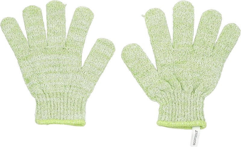 EcoTools Bath & Shower Gloves - Exfoliating and Gentle Cleansing for Dry Skin, Recycled Netting, Green, 1 Pair - Image 3