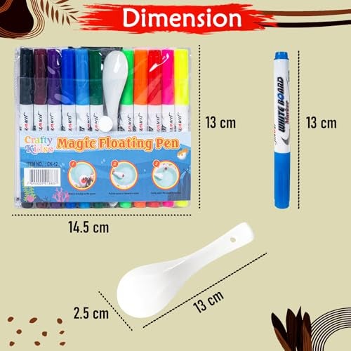 WISHKEY 11 Pcs Magical Water Pens, Floating Ink Marker Pen Set for Kids, Water Drawing Kit with Ceramic Spoon, Water-Based Doodle Markers for Drawing, 8+ Years (Multicolor, Pack of 11) - Image 2
