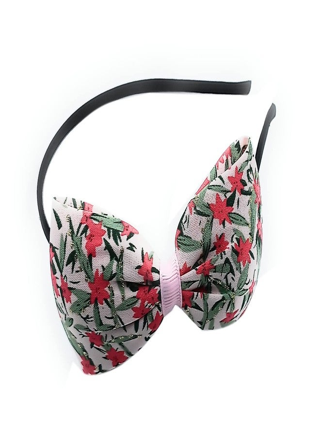 Fairytale Printed Bow Hair Band Headband Hair Accessories For Girls. (Pink) - Image 1