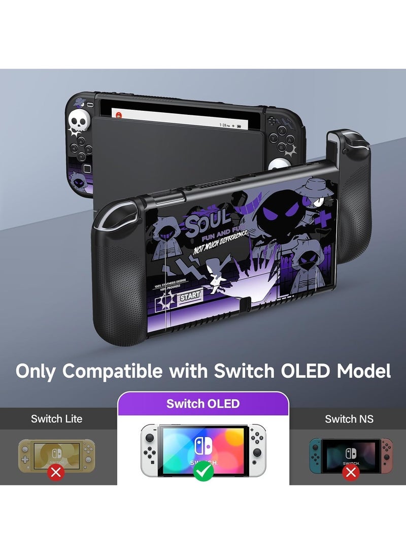 Case for Nintendo Switch OLED 2021, Ergonomic Comfort Grip TPU Hard Case with 4 Thumbs G Tear Cover, Hard Protective Case - Image 2