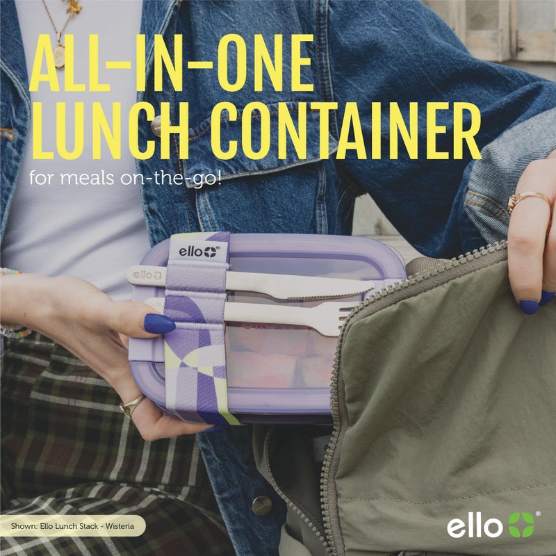 Ello 2-Pack Lunch Stack Plastic Food Storage Container Bento Box with Airtight, Leak-Proof Locking Plastic Lids and Silicone Base, BPA-Free, Freezer, Microwave, and Dishwasher Safe, Blueberry - Image 5