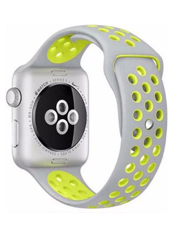 NIBEMINENT - Sport Silicone Strap For Nike Apple Watch Band White/Lemon - Image 1