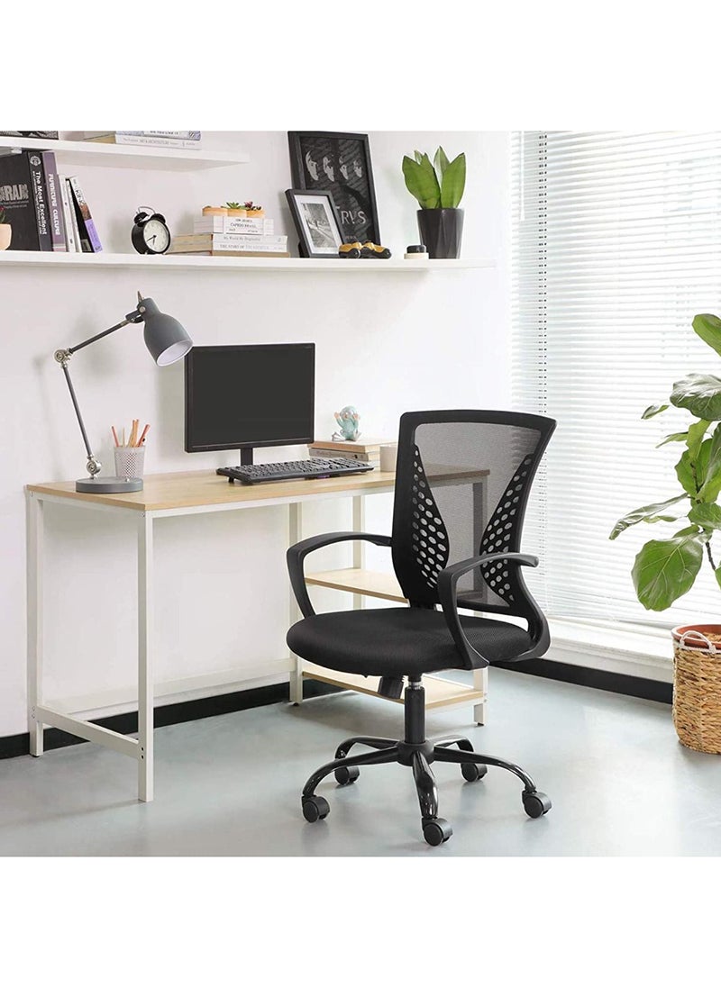 SONGMICS - SONGMICS Black OBN22BK Height-Adjustable Mid-Back Mesh Chairs for Office, Conference, Home, Living Room (60x56x100cm) - Image 1