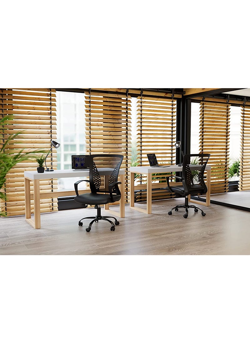 SONGMICS - SONGMICS Black OBN22BK Height-Adjustable Mid-Back Mesh Chairs for Office, Conference, Home, Living Room (60x56x100cm) - Image 1