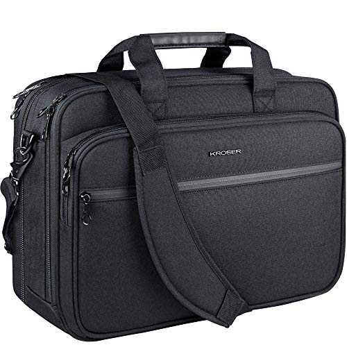 KROSER Laptop Bag Premium Laptop Briefcase Fits Up to 173 Inch Laptop Expandable WaterRepellent Shoulder Messenger Bag Computer Bag for TravelBusinessMenWomenBlack - Image 1